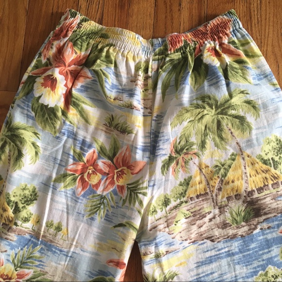 Vintage Jones New York Linen Cotton Hawaiian Print Pants - Picture 5 of 8